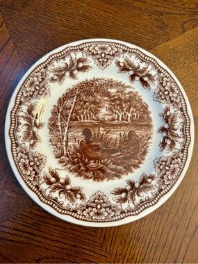 Vintage-Style Brown Duck Transferware Dinner Plate Royal Stafford